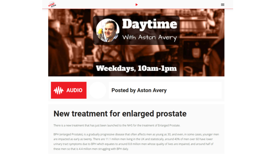 Neil Barber chats on Gateway FM on the iTIND procedure for BPH