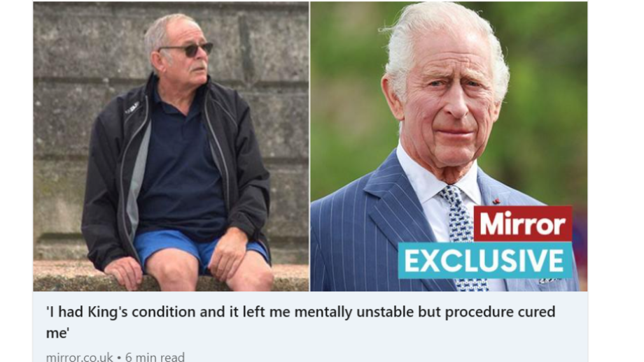 'I had enlarged prostate like King Charles and was in excruciating pain but procedure cured me'