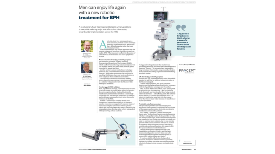 Men can enjoy life again with a new robotic treatment for BPH