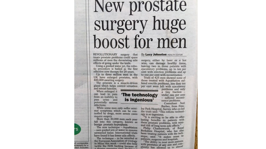 New robot prostate surgery could spell relief for thousands of men