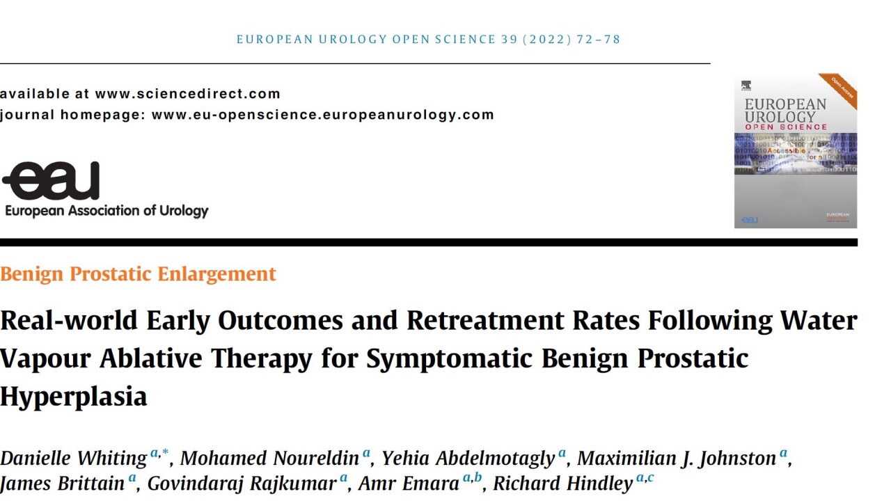 Real world outcomes for Study into Rezum treatment for BPH 
