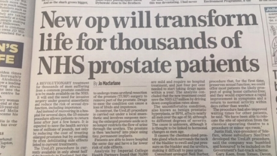 Urolift on NHS Fast Track