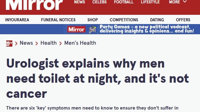 Urologist explains why men need toilet at night, and it's not cancer