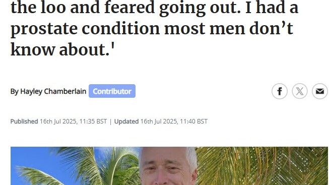 'I woke up seven times a night to go the loo and feared going out. I had a prostate condition most men don’t know about.'